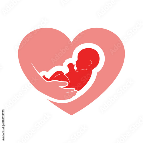 Embrace the heartwarming symbol of new life a precious baby cradled by gentle hands within a loving heart, embodying care, protection, and unconditional love