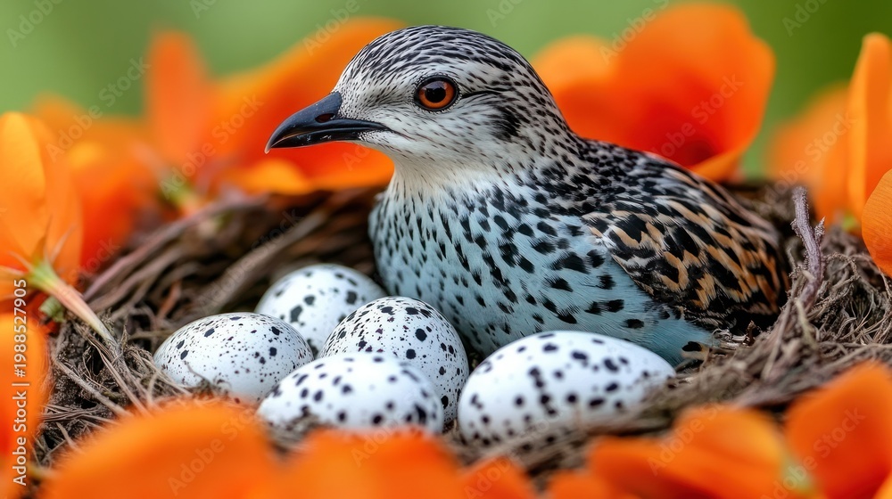 Obraz premium Bird Nestling with Eggs