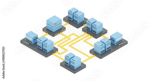 servers networked in a data center.