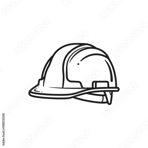 A simple line drawing of a hard hat on a white background