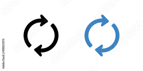 Circular arrows icons in black and blue color  rotation symbol