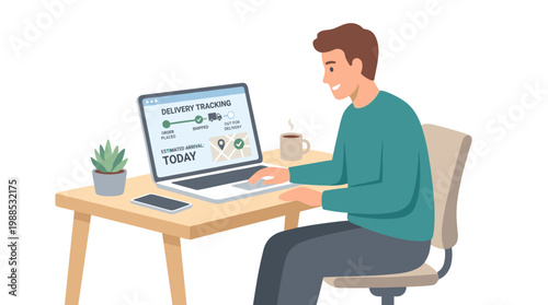 Person working at desk using laptop.