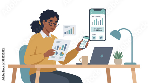 Person at desk using laptop and tablet.