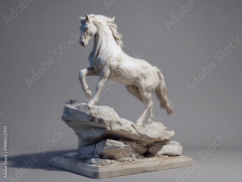 Sculpture of a rearing stallion horse.