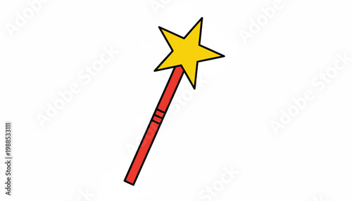Wand toy with yellow star tip and red striped handle for magic, fantasy games, and party decorations