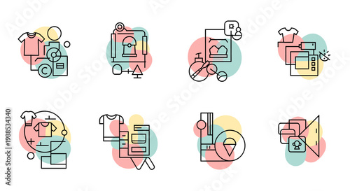 A modern, playful illustration showcasing fashion icons. Ideal for marketing materials, website design, or adding a stylish touch to social media post