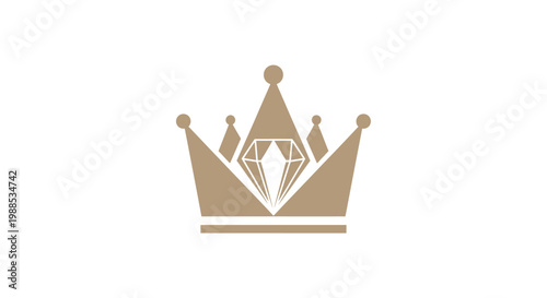 Golden royal crown logo with diamond center on white
