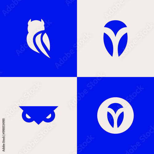 Minimalist Owl Logo Bundle Modern Animal Wildlife Wisdom Brand Identity Clean Vector Set