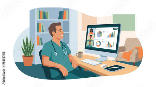 Remote Dedicated Doctor Providing Telemedicine Consultation.