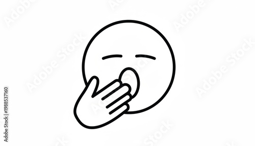 Hand emoji icon with bubble face outline and simple black line art for messaging and communication featuring doodle, minimal, vector style with
