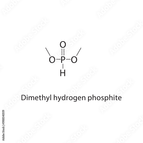 Dimethyl hydrogen phosphite skeletal structure. phosphite compound schematic illustration. Simple diagram, chemical formula.