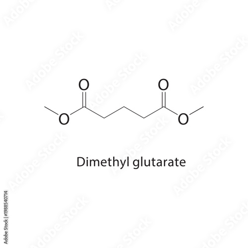 Dimethyl glutarate skeletal structure. ester compound schematic illustration. Simple diagram, chemical formula.
