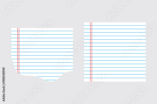 blank lined paper notebook paper with torn edges isolated on transparent background