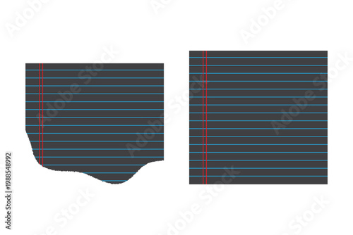 blank lined paper notebook paper with torn edges isolated on transparent background