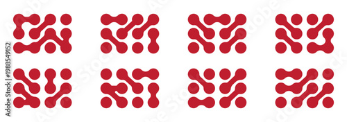 Abstract metaball figures. Metaball dot shapes, y2k connected round blobs icons flat vector illustration set. Liquid molecule shapes on white . Black pattern of dots metabol . connected molecules .