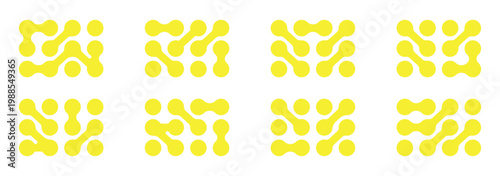 Abstract metaball figures. Metaball dot shapes, y2k connected round blobs icons flat vector illustration set. Liquid molecule shapes on white . Black pattern of dots metabol . connected molecules .