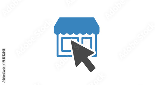 Graphic symbol of a storefront being clicked.