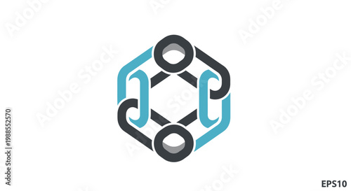 a blue and black chain link logo.