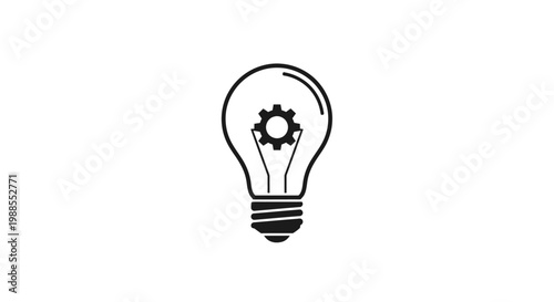 A lightbulb with a gear inside symbolizing ideas and innovation.