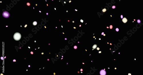4K Blurred colorful confetti rain and explosion. celebrating background transparent PNG.
