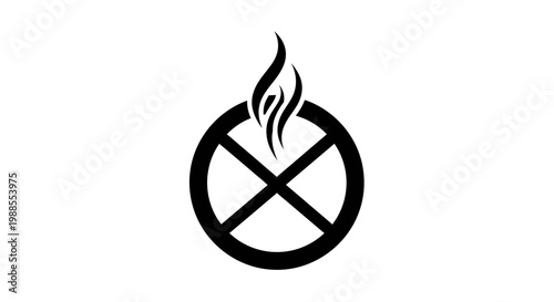 No Fire Sign Icon with Stylized Smoke Symbol