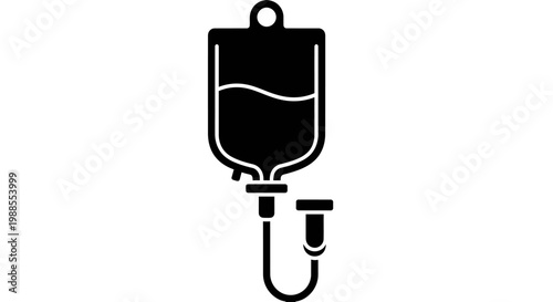 Black and White Medical IV Drip Icon Illustration