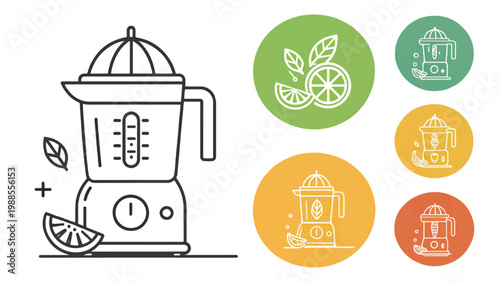 Minimalist flat design citrus juicer vector art for fresh squeezed juice concept.