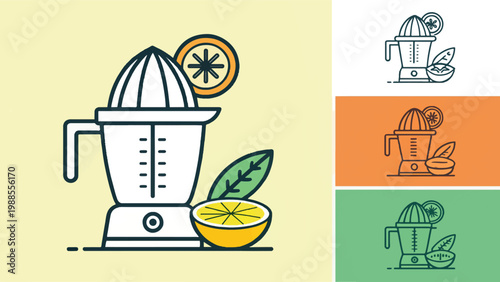 Simple flat design cold press juicer vector for health and wellness themes.