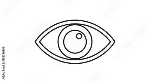 Simple Outline Icon of a Human Eye on Isolated White Background, Basic Vision Symbol, Minimalist Optical Vector Graphic