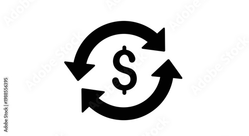 Currency Exchange Icon with Dollar Sign and Circling Arrows on Isolated White Background, Money Transaction Symbol, Financial Trade Vector Graphic