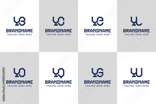 Letters YB YC YE YL YO YQ YS YU Monogram Logo Set