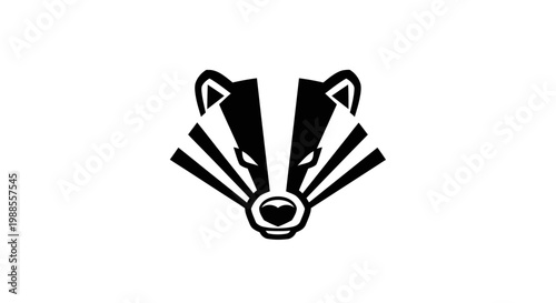 Minimalist badger head logo icon in black and white