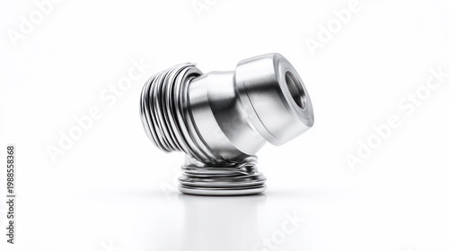 Metallic mechanical component isolated on white background for industrial design