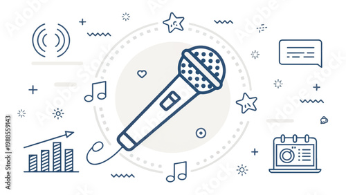 Stylish Condenser Microphone Vector Design for Podcasting, Singing, and Home Studio Use