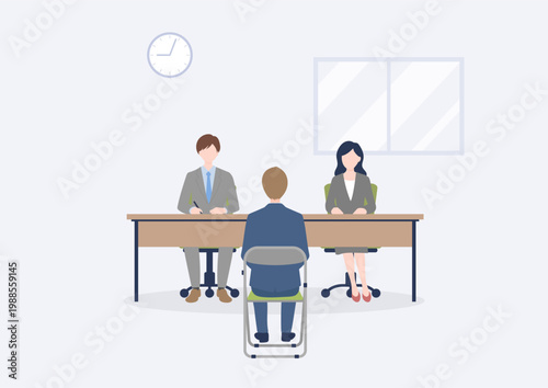 Job Interview Scene with New Graduate Candidate and Interviewers