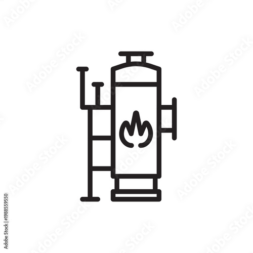 Gas scrubber icon symbolizing emission control, representing hardware, refinery tools, tower gear, safety systems, and industrial logistics for air pollution treatment and factory exhaust purification