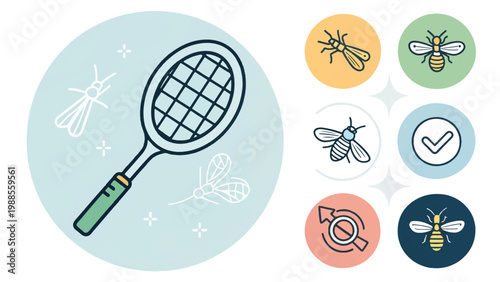 Handheld Electric Bug Zapper Vector Illustration for Outdoor Pest Defense Systems