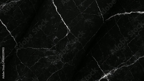 Rotating black marble slab Nero Marquina Marble stone surface for moody noir style backgrounds and elegant contrast in high quality digital motion graphics