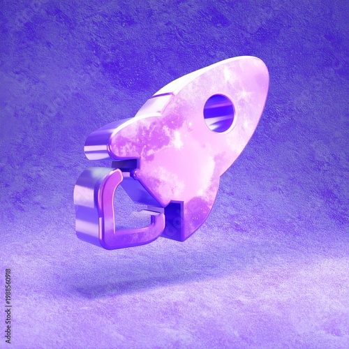3d render of futuristic smart wearable device with holographic display in purple neon lighting