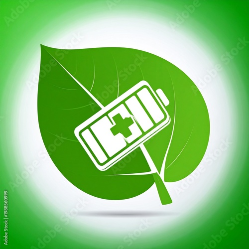 Green leaf with medical cross symbol for healthcare and eco-friendly concepts