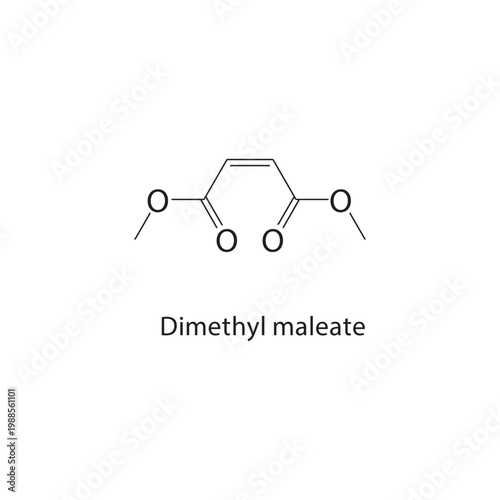 Dimethyl maleate skeletal structure. ester compound schematic illustration. Simple diagram, chemical formula.