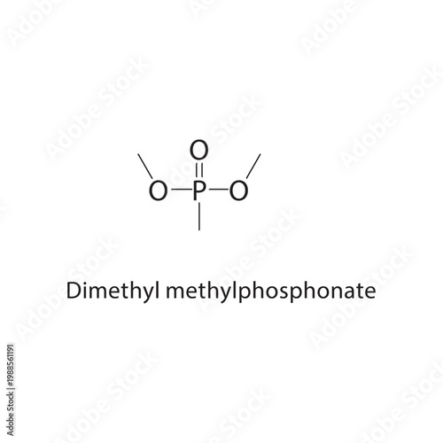 Dimethyl methylphosphonate skeletal structure. phosphonate compound schematic illustration. Simple diagram, chemical formula.