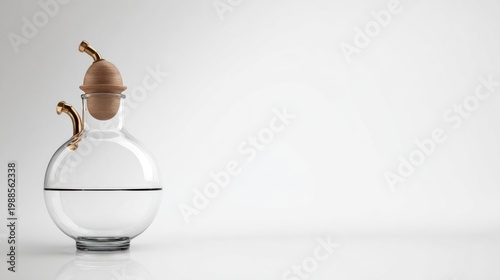Elegant glass decanter with decorative stopper against a white backdrop