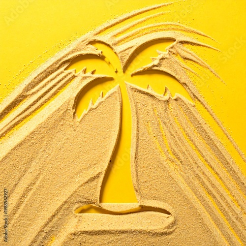 Ripe banana bunch with dripping honey on warm yellow gradient background