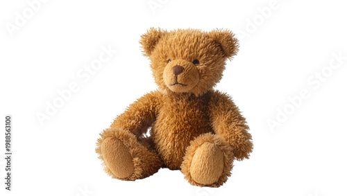 Φωτογραφία Fluffy brown teddy bear toy sitting, isolated on transparent background
