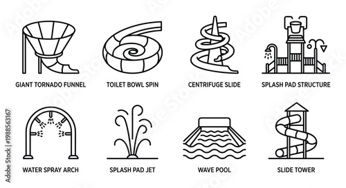 Giant tornado funnel water slide centrifuge splash pad structure wave pool slide tower fun.