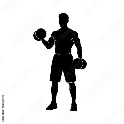 A muscular man lifting dumbbells in a fitness routine
