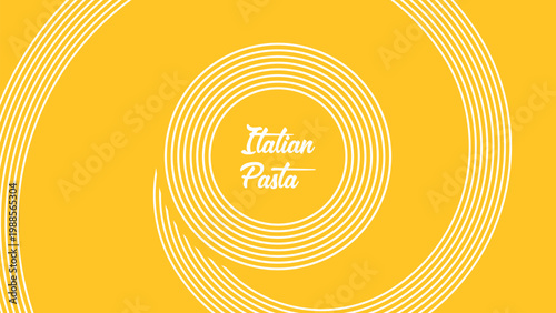 Vibrant yellow background with white italian pasta logo and circular design