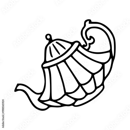 classic tea kettle outline drawing in elegant style