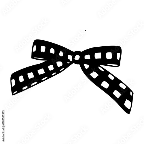 aesthetic black and white bow tie vector drawing